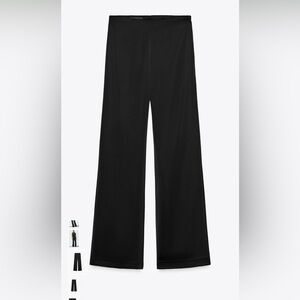 Zara Black Wide-Leg Satin Pants